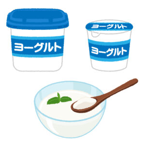 恵比寿デンタルクリニック東京｜ブログ｜歯周病の予防に効果的な食べ物ってあるの？｜乳酸菌を含むヨーグルトのイラスト